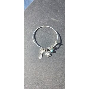 silver-tone expandable bangle charm bracelet featuring a sea turtle Charms